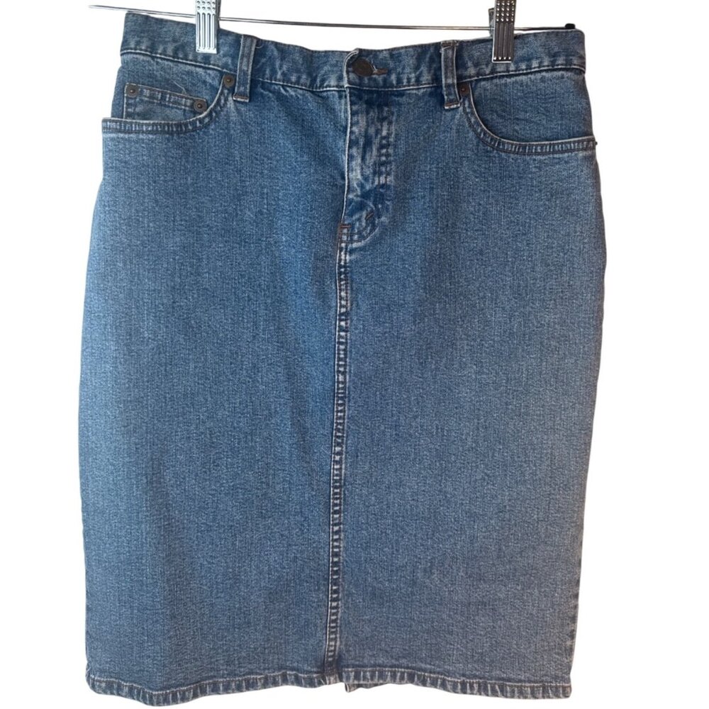 Ralph Lauren Denim Pencil Skirt Size 6 Blue Jean 98% Cotton 2% Elastane